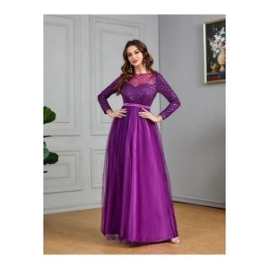 Simple Purple Party Dress Sequin
Satin Women Boat Neck Formal...size L